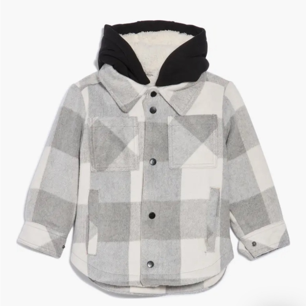 Urban Republic Youth 8-16 Midweight Grey & White Buff Checked Jacket